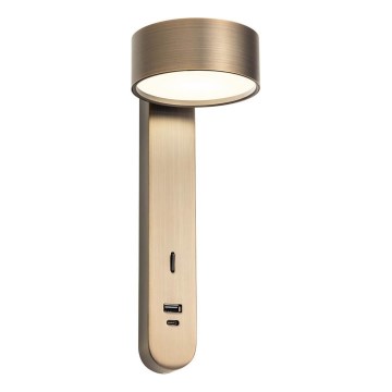 Redo 01-4642 - LED zidno svetlo SADES LED/6W/230V CRI 90 USB, u boji bronze