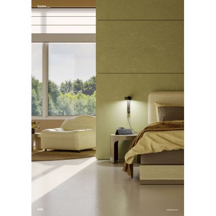 Redo 01-4643 - LED zidna svetiljka SADES LED/6W/230V CRI 90 USB, crna