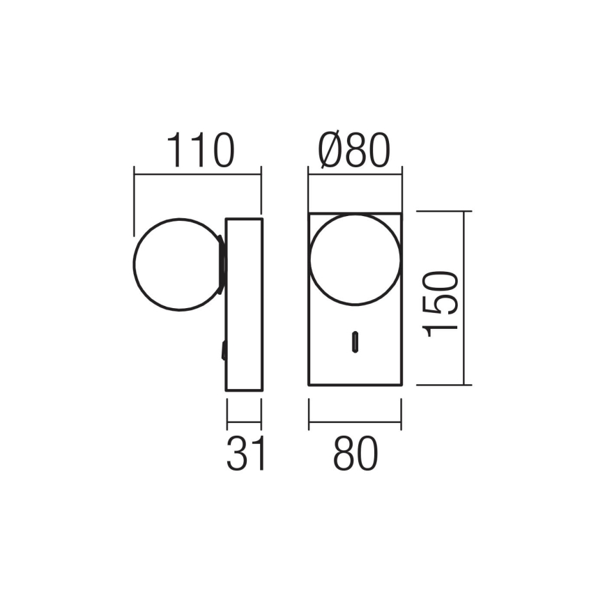 Redo 01-4659 - LED zidno svetlo NORMA LED/5W/230V CRI 90 USB belo/crno