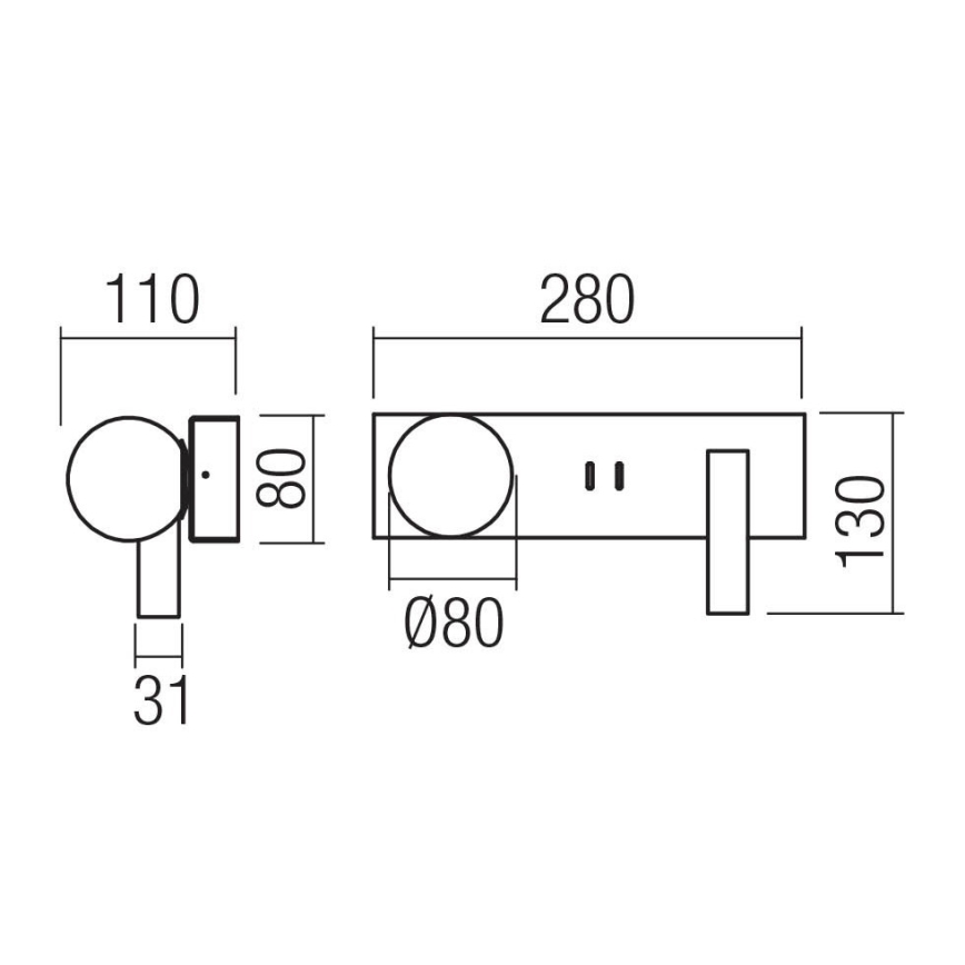 Redo 01-4662 - LED zidna svetiljka NORMA LED/5W/230V + LED/3W CRI 90 USB bela/bronzana