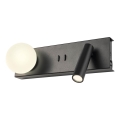 Redo 01-4663 - LED zidna svetiljka NORMA LED/5W/230V + LED/3W CRI 90 USB bela/crna