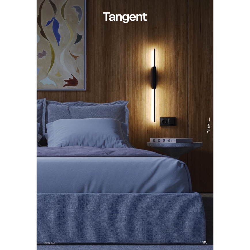 Redo 01-4675 - LED zidna lampa TANGENT LED/9W/230V 2700/2850/3000K 73 cm CRI 90 crna