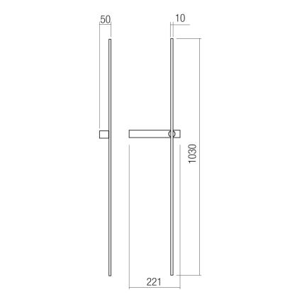 Redo 01-4675 - LED zidna lampa TANGENT LED/9W/230V 2700/2850/3000K 73 cm CRI 90 crna