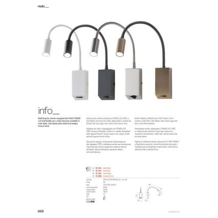 Redo 01-4802 - LED fleksibilna lampica HELLO LED/3W/230V bronzana