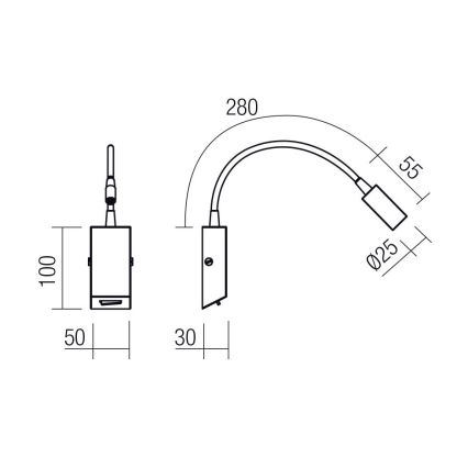 Redo 01-4802 - LED fleksibilna lampica HELLO LED/3W/230V bronzana