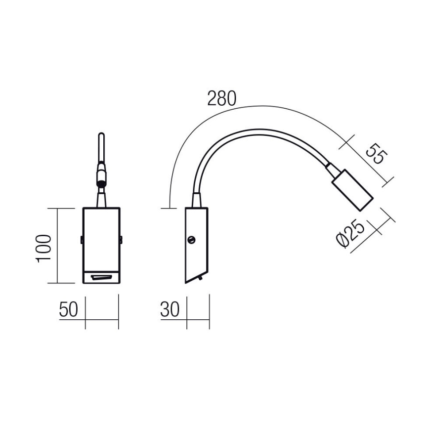 Redo 01-4802 - LED fleksibilna lampica HELLO LED/3W/230V bronzana