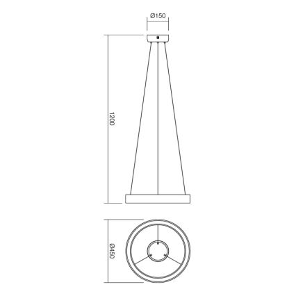 Redo 01-671 – LED luster na lanku LOOP, LED/38W/230V, prečnik 45 cm, bela