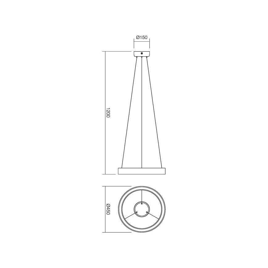 Redo 01-671 – LED luster na lanku LOOP, LED/38W/230V, prečnik 45 cm, bela