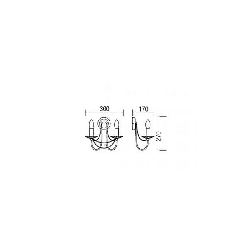 Redo 02-859 - Zidna lampa ARIEL 2xE14/28W/230V bakar