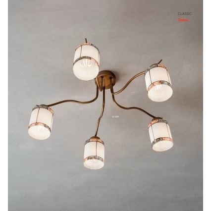 Redo 02-888 - Nadgradni luster DEKOR 5xE27/42W/230V prečnik 52,3 cm bronza