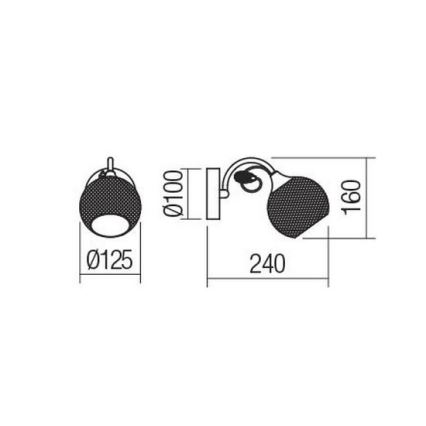 Redo 02-969 - Zidna lampa ASPERA 1xE14/28W/230V crna