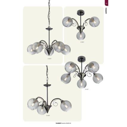 Redo 02-972 - Luster na lancu ASPERA 3xE14/28W/230V, prečnika 52 cm, crne boje