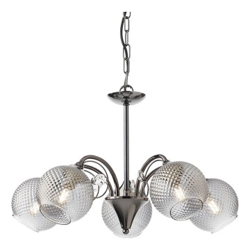 Redo 02-973 - Luster na lancu ASPERA 5xE14/28W/230V, prečnik 52 cm, crne boje