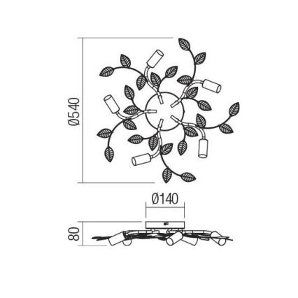 Redo 02-980 - Plafonski luster TIARA 5xE14/28W/230V