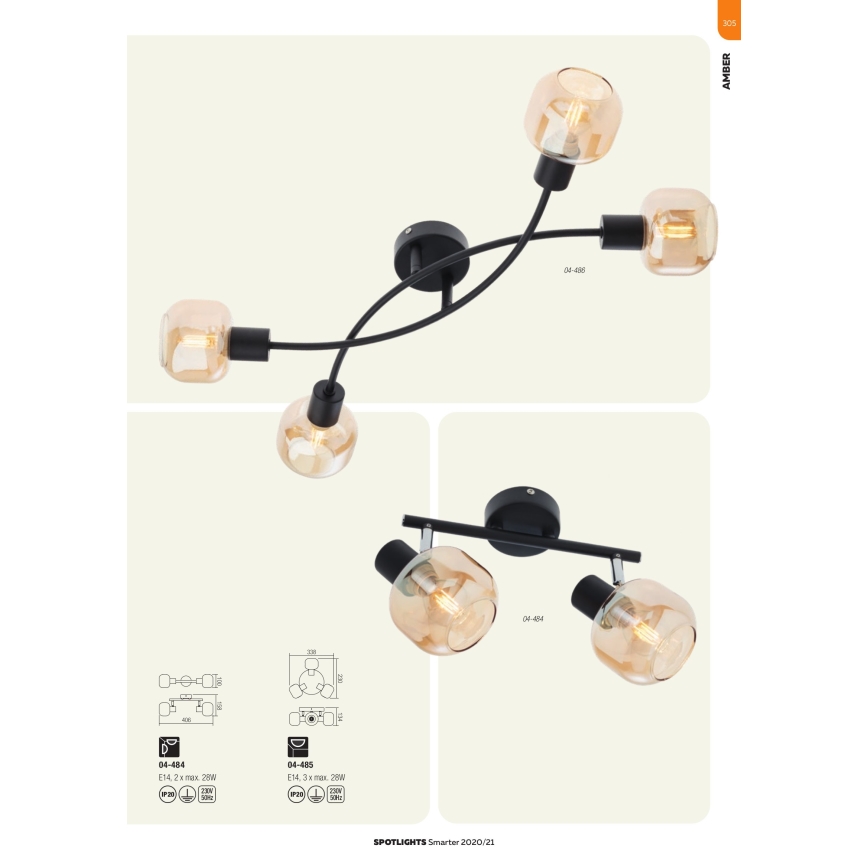 Redo 04-483 - Zidno spot svetlo AMBER 1xE14/28W/230V