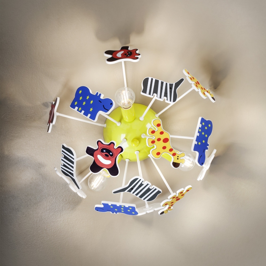 Redo 04-514 - Dečije plafonsko svetlo SAFARI 3xE14/28W/230V, prečnik 41 cm, šareno