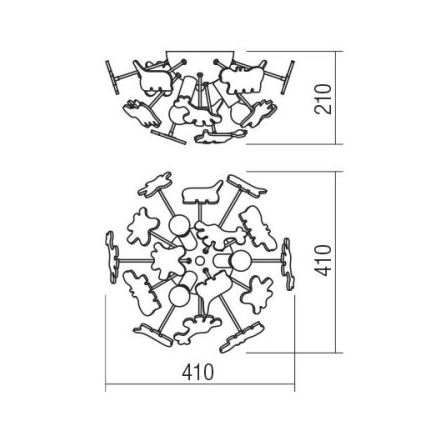 Redo 04-514 - Dečije plafonsko svetlo SAFARI 3xE14/28W/230V, prečnik 41 cm, šareno