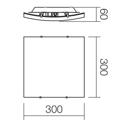 Redo 05-904 - Plafonsko svetlo ISIDE 1xE27/42W/230V 30x30 cm prozirno
