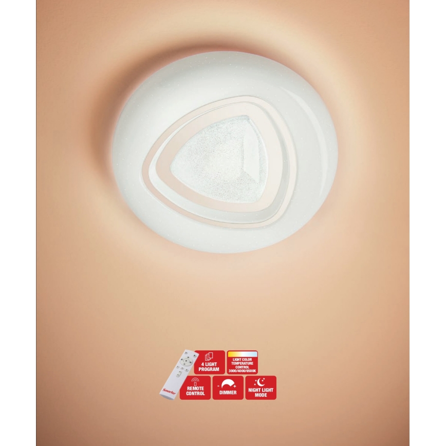 Redo 05-919 - LED prigušiva plafonska svetiljka GALAX LED/48W/230V 3000-6500K Wi-Fi Tuya, prečnik 48 cm, bela + daljinski upravljač