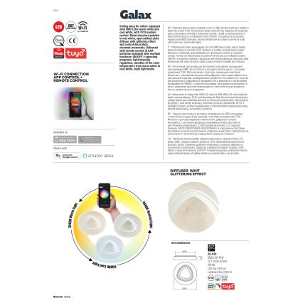 Redo 05-919 - LED prigušiva plafonska svetiljka GALAX LED/48W/230V 3000-6500K Wi-Fi Tuya, prečnik 48 cm, bela + daljinski upravljač