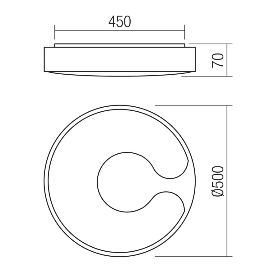 Redo 05-927 - LED RGBW prigušiva stropna svetiljka BIGSI LED/48W/230V 3000-6500K prečnika 50 cm crna + daljinski upravljač
