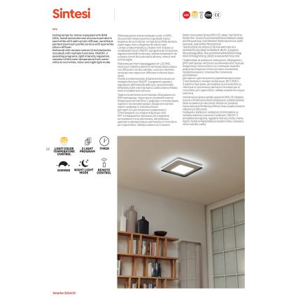 Redo 05-961 - LED prigušiva stropna lampa SINTESI LED/53W/230V 45x45 cm 3000-6000K + daljinski upravljač