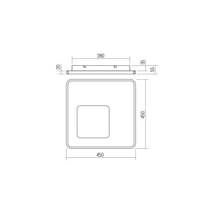 Redo 05-961 - LED prigušiva stropna lampa SINTESI LED/53W/230V 45x45 cm 3000-6000K + daljinski upravljač