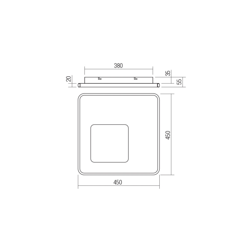 Redo 05-961 - LED prigušiva stropna lampa SINTESI LED/53W/230V 45x45 cm 3000-6000K + daljinski upravljač