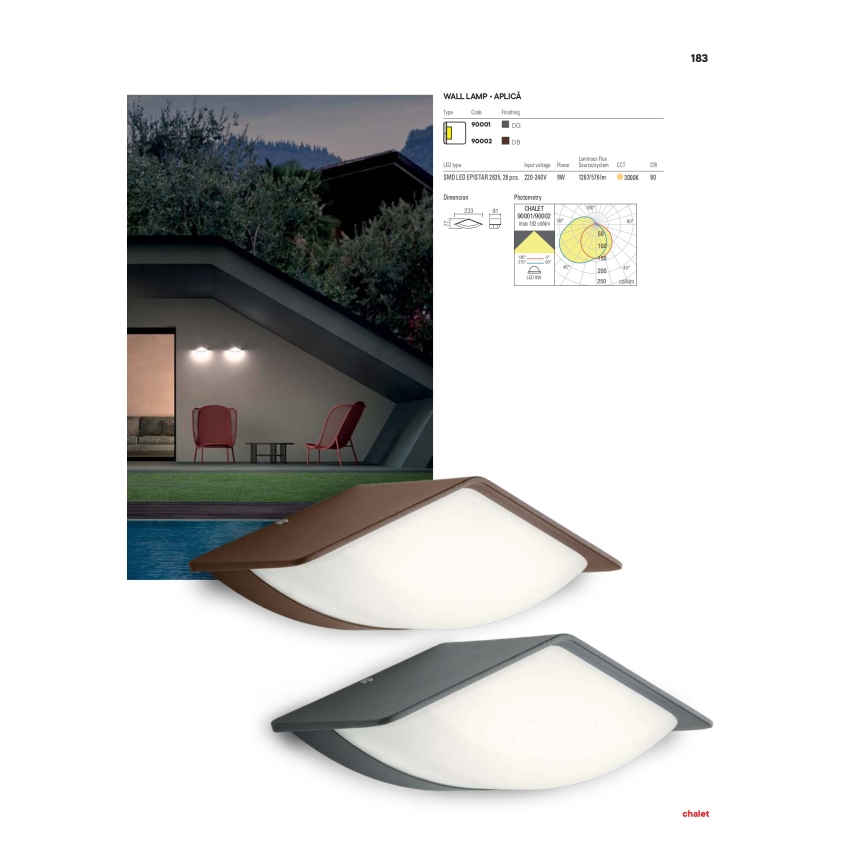 Redo 90001 - Spoljašnja zidna svetiljka CHALET LED/8W/230V IP54