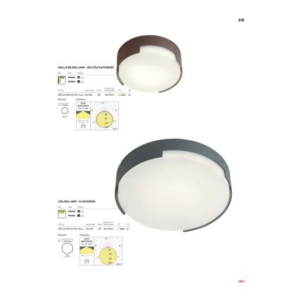 Redo 90004 - LED spoljašnje plafonsko svetlo SKOR LED/12W/230V prečnik 15 cm IP54 braon
