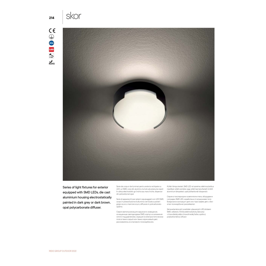 Redo 90005 - LED spoljašnje plafonsko svetlo SKOR LED/16W/230V IP54