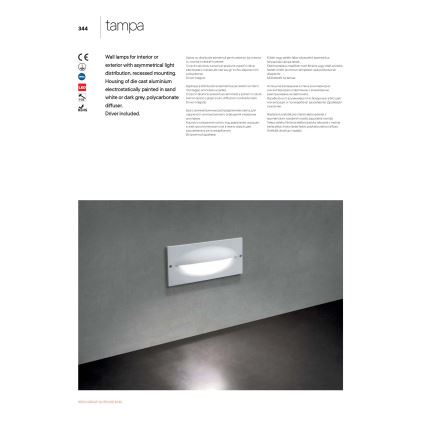 Redo 90009 - LED spoljašnja orijentaciona svetiljka TAMPA LED/11W/230V IP54 bela