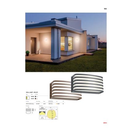 Redo 90039 - SEBRA LED spoljašnje zidno svetlo/15W/230V IP65