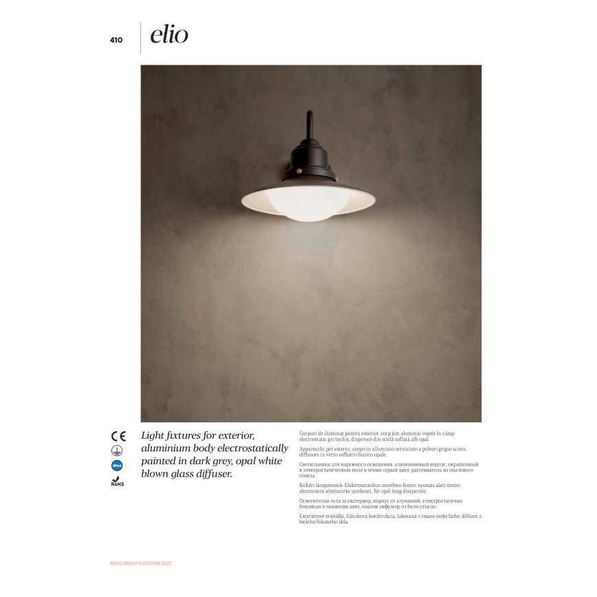 Redo 90094 - Spoljni luster na lancu ELIO 1xE27/42W/230V IP44