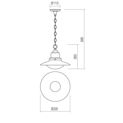Redo 90094 - Spoljni luster na lancu ELIO 1xE27/42W/230V IP44