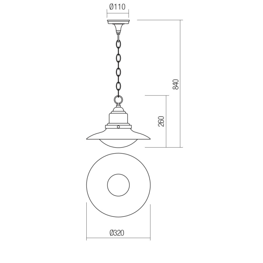 Redo 90094 - Spoljni luster na lancu ELIO 1xE27/42W/230V IP44