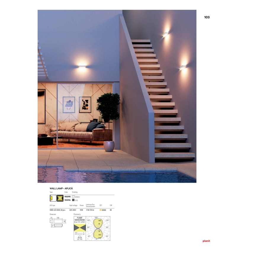 Redo 90096 - LED spoljašnje zidno svetlo PLANIT LED/10W/230V 3000K IP54 antracit