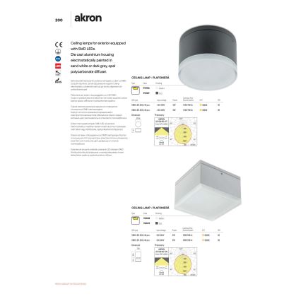 Redo 90107 - LED spoljašnje plafonsko svetlo AKRON LED/9W/230V pr. 10,8 cm IP54