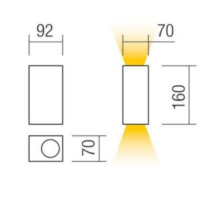 Redo 90152 - Spoljašnja zidna svetiljka PUNTA 2xGU10/7W/230V IP44
