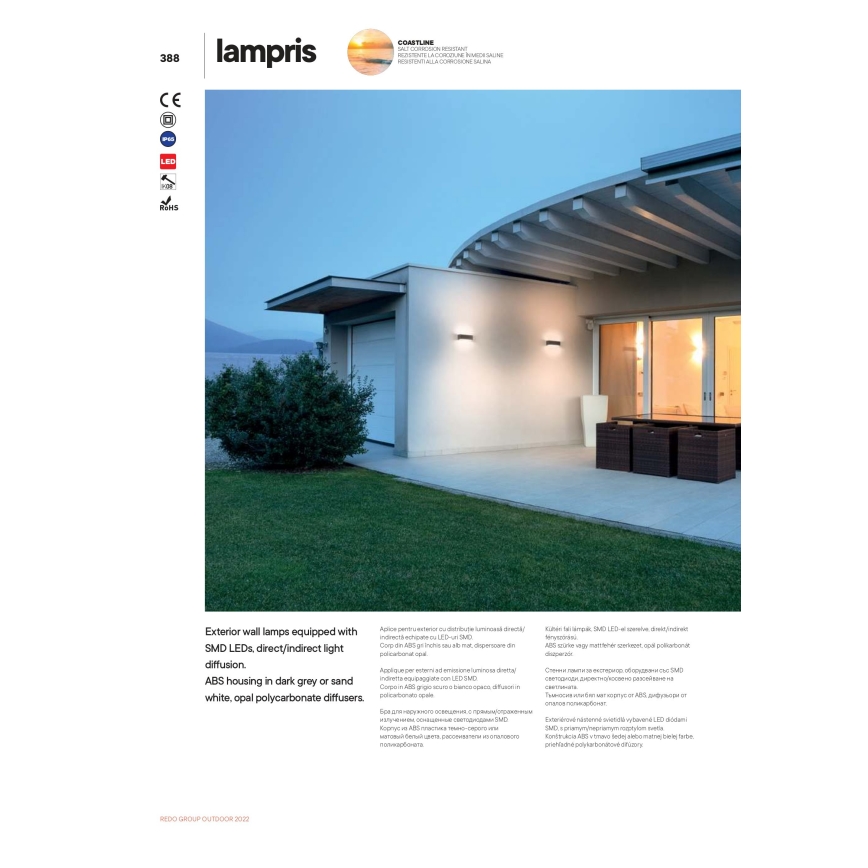 Redo 90154 - Spoljašnja zidna LED svetiljka LAMPRIS LED/12W/230V IP65