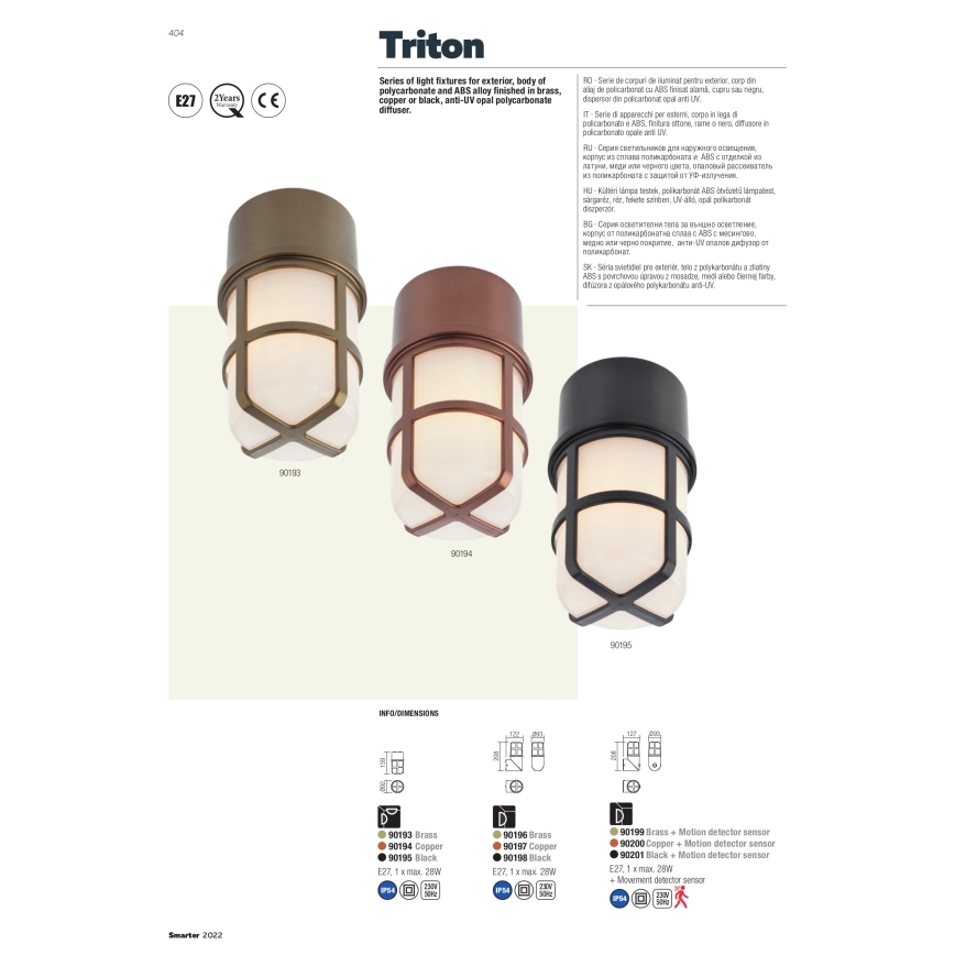 Redo 90195 - Spoljno reflektorsko svetlo TRITON 1xE27/28W/230V IP54 crna