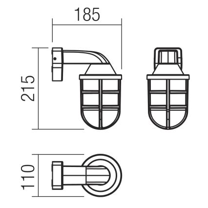 Redo 90206 - Spoljno zidno svetlo CAGE 1xE27/28W/230V IP44 bakar