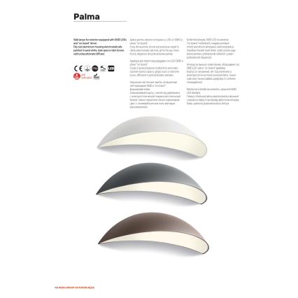 Redo 90235 - LED zidno svetlo za spoljašnju upotrebu PALMA/18W/230V/3000K/IP54 antracit