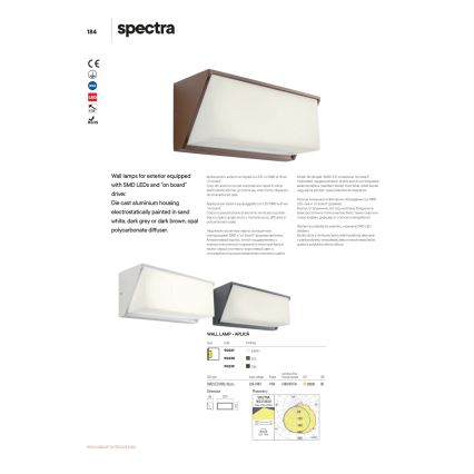 Redo 90239 - SPECTRA LED spoljašnja zidna svetiljka LED/16W/230V 3000K IP54 braon