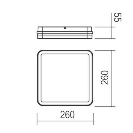 Redo 90292 - LED spoljašnje plafonsko svetlo sa senzorom ISOLA LED/24W/230V 26x26 cm 3000/4000/6500K IP54 antracit