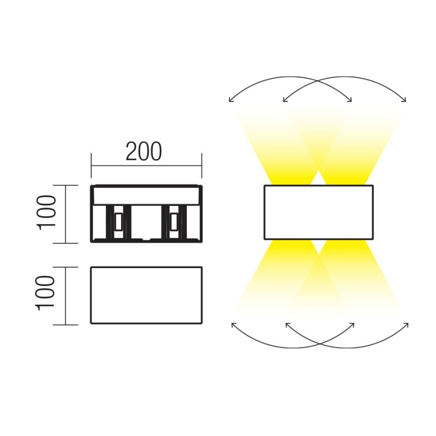 Redo 90300 - LED spoljašnje zidno svetlo VARY 4xLED/5W/230V 3000K IP54 bela
