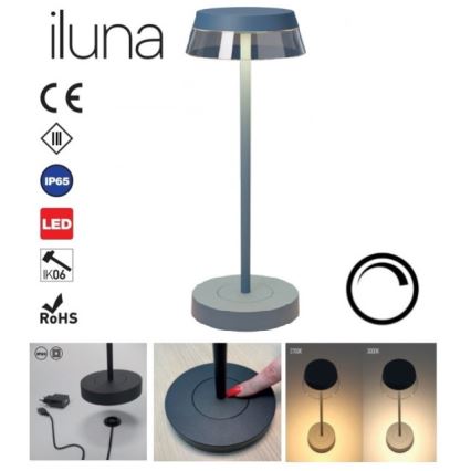 Redo 90310 - LED prigušiva dodirna stona lampa ILUNA LED/2,5W/5V 2700-3000K 3000 mAh IP65 plava