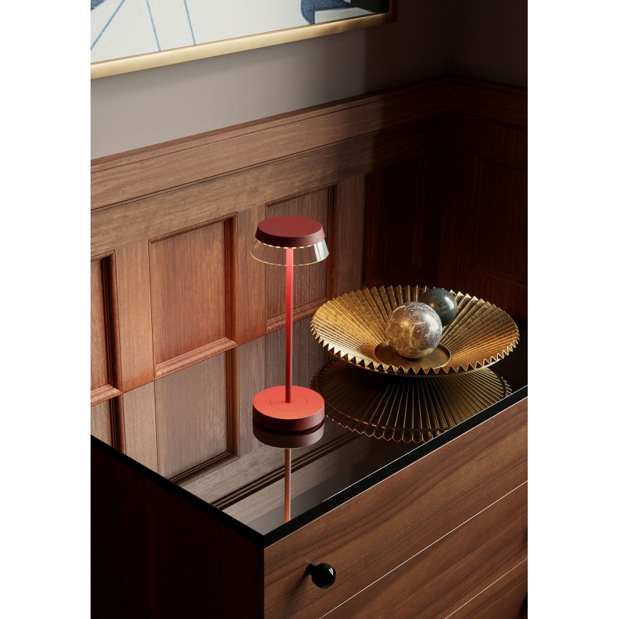 Redo 90311- LED stona lampa ILUNA, prigušiva na dodir, LED/2,5W/5V 2700-3000K 3000 mAh IP65 crvena