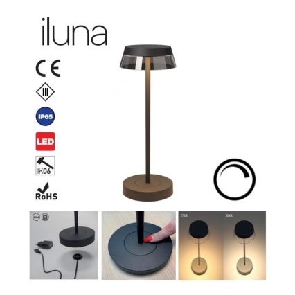 Redo 90312 - ILUNA LED dodirna stona lampa, prigušiva, LED/2,5W/5V 2700-3000K 3000 mAh IP65 crna