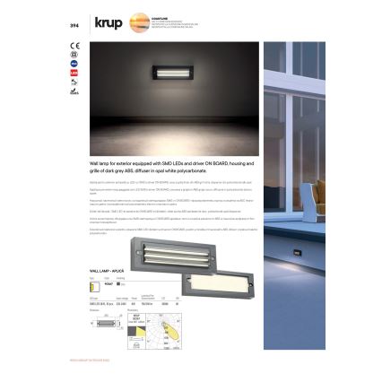 Redo 90330 - LED spoljašnje zidno svetlo KRUP LED/6W/230V IP65 antracit